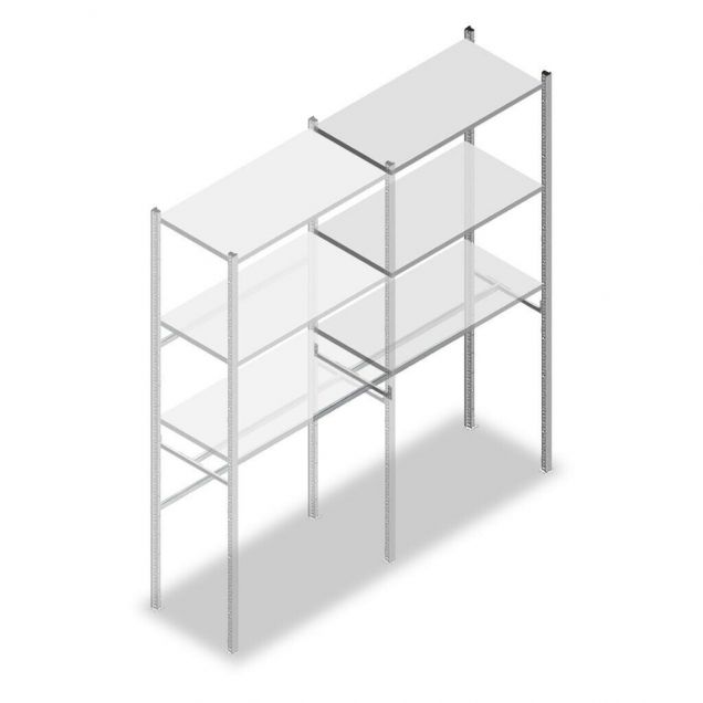 Bekleidungsregal Medium Duty 2200x1000x500 mm (hxbxt) 1 Stange 3 Fachböden Anbauregal