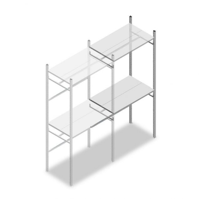 Konfektionsregal Medium Duty 2200x1000x600 mm (hxbxt) 2 Stangen 2 Fachböden Anbauregal