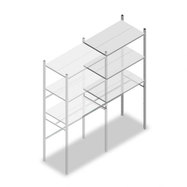 Konfektionsregal Medium Duty 2200x1000x600 mm (hxbxt) 1 Stange 3 Fachböden Anbauregal