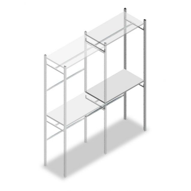 Konfektionsregal Medium Duty 2500x1000x500 mm (hxbxt) 2 Stangen 2 Fachböden Anbauregal
