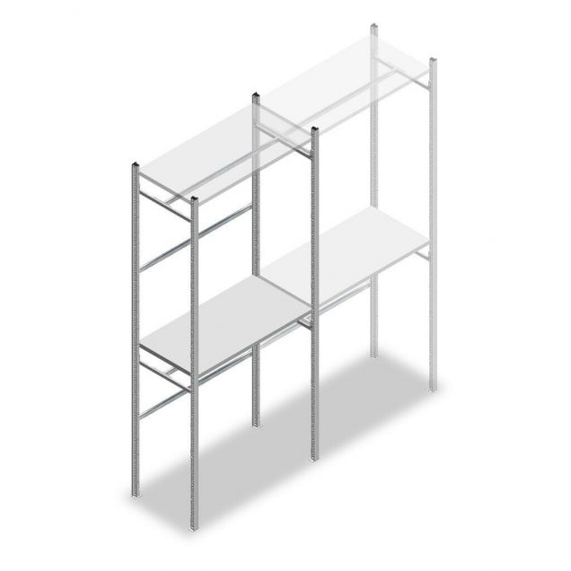 Konfektionsregal Medium Duty 2500x1000x500 mm (hxbxt) 2 Stangen 2 Fachböden Anfangsregal