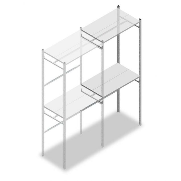 Konfektionsregal Medium Duty 2500x1000x600 mm (hxbxt) 2 Stangen 2 Fachböden Anbauregal