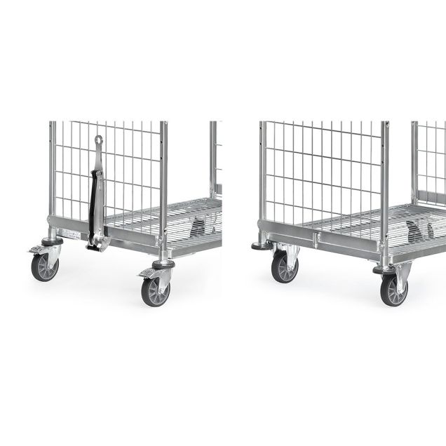 Deichsel und Kupplung für Kommissionierwagen mit Ladeflächenbreite von 610 mm