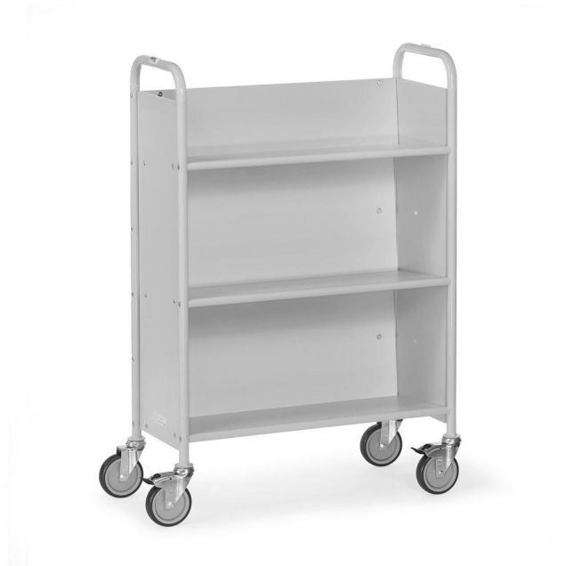 Aktenwagen 770x320 mit 3 geneigten Etagen und achtwand