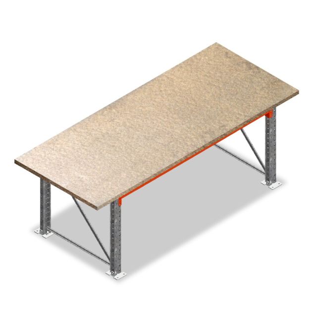 Robuster einlagiger Packtisch, Packtisch 2680x1100x925 mm (HxBxT) Rahmen vormontiert
