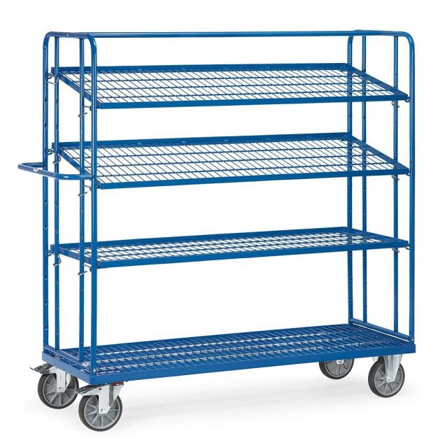 Etagenwagen, Transportwagen 1250x610x1800 mm (lxbxh) 500 kg mit 4 Drahtgitteretagen, 3 lose