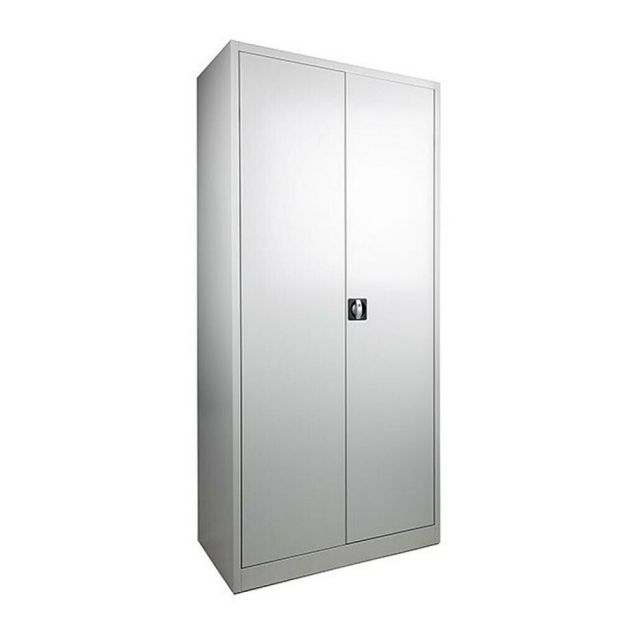 2-türiger Garderobenschrank 1950x920x500 mm (hxbxt) grau auf Sockel Schlitzlüftung Ronis-Verschluss