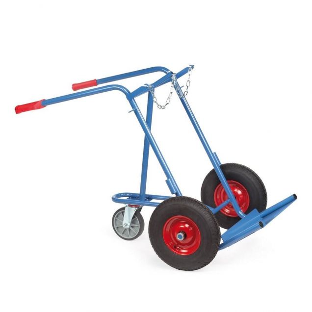 Gasflaschenwagen 150 kg für 2 Gasflaschen à 40/50 Liter mit Gummireifen und 1 Stützrad