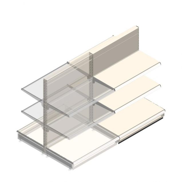 Gondola Tego Ladenregal 1400x1000x570 mm (hxbxt) 3 Ebenen RAL9001 Anbauregal