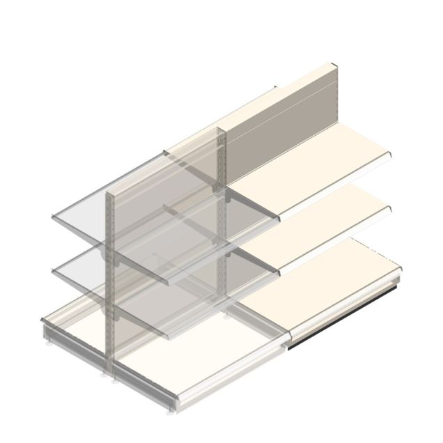 Gondola Tego Ladenregal 1400x1000x570 mm (hxbxt) 3 Ebenen RAL9001 Anbauregal