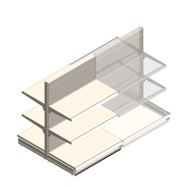 Gondola Tego Ladenregal 1400x1000x570 mm (hxbxt) 3 Ebenen RAL9001 Anfangsregal