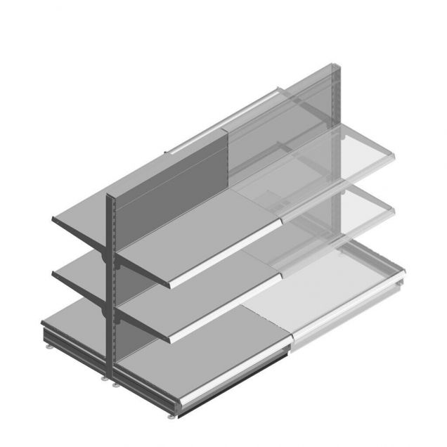 Gondola Tego Ladenregal 1400x1000x570 mm (hxbxt) 3 Ebenen RAL9006 Anfangsregal