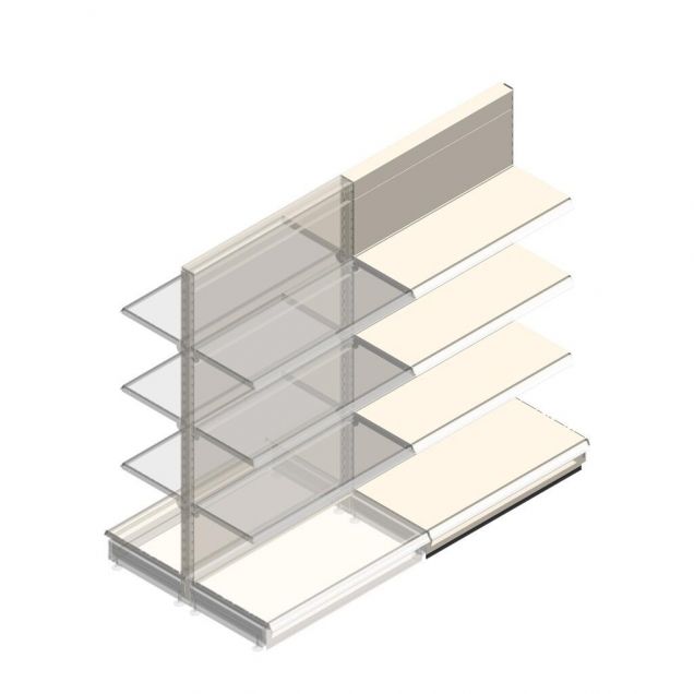 Gondel-Tego-Ladenregal 1800x1000x470 mm (hxbxt) 4 Ebenen RAL9001 Anbauregal