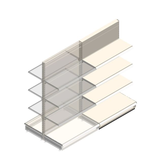 Gondola Tego Ladenregal 1800x1000x370 mm (hxbxt) 4 Ebenen RAL9001 Anbauregal