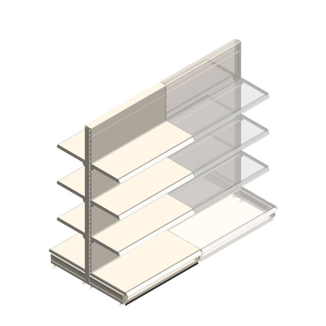 Gondola Tego Ladenregal 1800x1000x470 mm (hxbxt) 4 Ebenen RAL9001 Anfangsregal