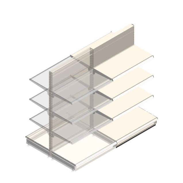 Gondola Tego Ladenregal 1800x1000x570 mm (hxbxt) 4 Ebenen RAL9001 Anbauregal