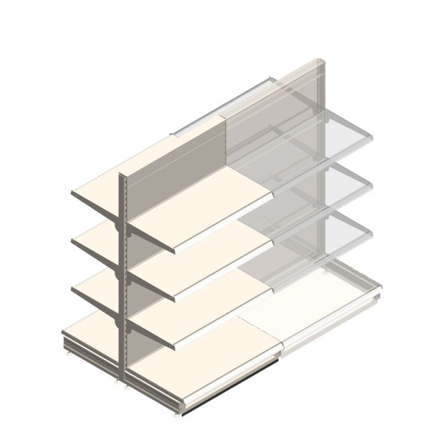 Gondola Tego Ladenregal 1800x1000x570 mm (hxbxt) 4 Ebenen RAL9001 Anfangsregal