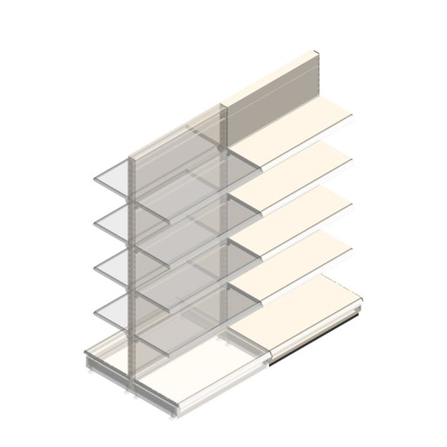 Gondola Tego Ladenregal 2200x1000x370 mm (hxbxt) 5 Ebenen RAL9001 Anbauregal