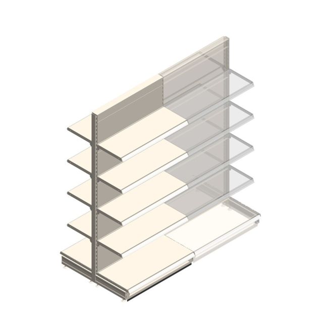Gondola Tego Ladenregal 2200x1000x370 mm (hxbxt) 5 Ebenen RAL9001 Anfangsregal