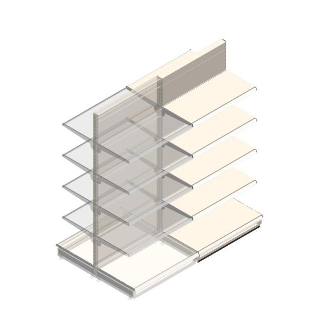 Gondel-Tego-Ladenregal 2200x1000x570 mm (hxbxt) 5 Ebenen RAL9001 Anbauregal