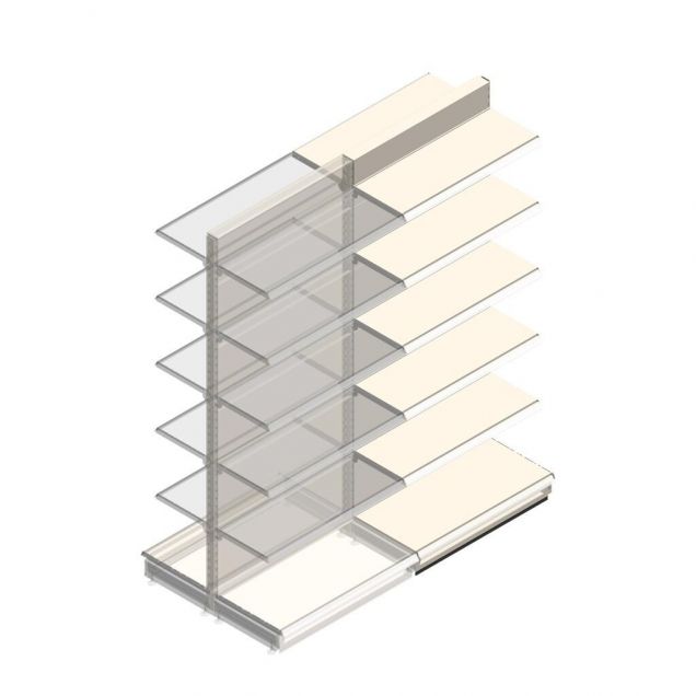 Gondola Tego Ladenregal 2400x1000x470 mm (hxbxt) 6 Ebenen RAL9001 Anbauregal