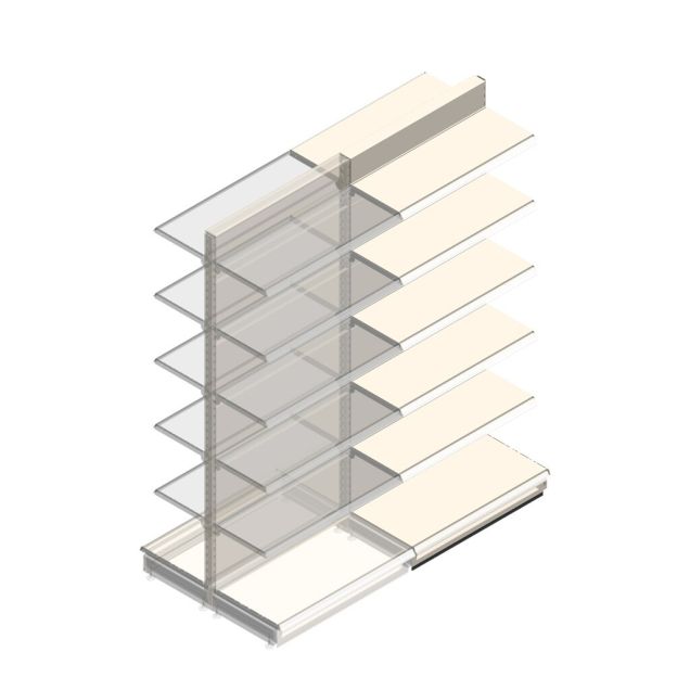 Gondola Tego Ladenregal 2400x1000x470 mm (hxbxt) 6 Ebenen RAL9001 Anbauregal