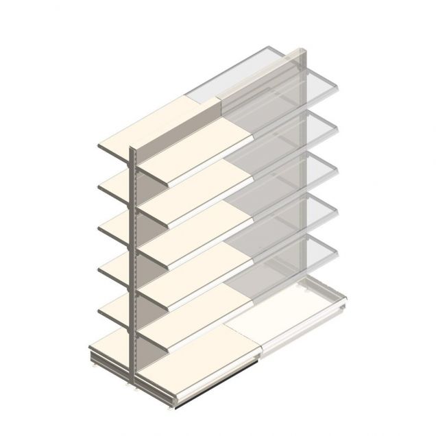 Gondola Tego Ladenregal 2400x1000x470 mm (hxbxt) 6 Ebenen RAL9001 Anfangsregal