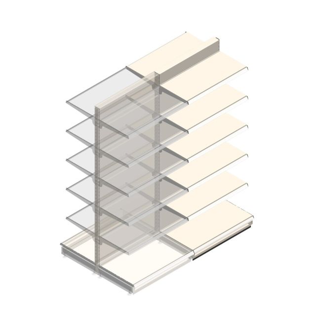 Gondola Tego Ladenregal 2400x1000x570 mm (hxbxt) 6 Ebenen RAL9001 Anbauregal