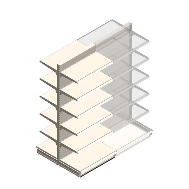 Gondola Tego Ladenregal 2400x1000x570 mm (hxbxt) 6 Ebenen RAL9001 Anfangsregal