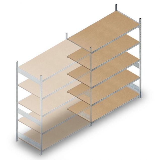 Weitspannregal HD 2500x2250x800 mm (hxbxt) 5 Ebenen Anbauregal