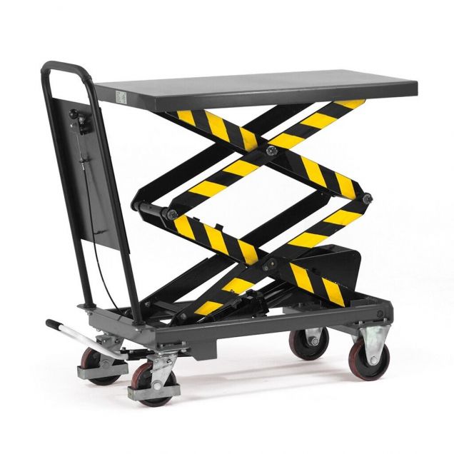 Hubtisch, Hubwagen 500 kg 1010x520 mm (lxb) mit Doppelschere und verschraubtem Schiebegriff