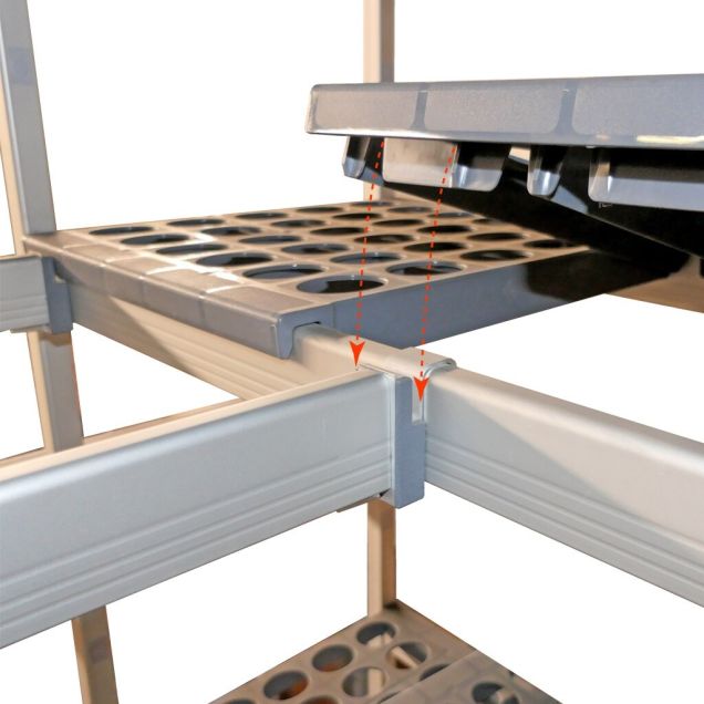 Eckverbindung hygienisches Regal 5711 Tiefe 360/460 mm 1 Ebene