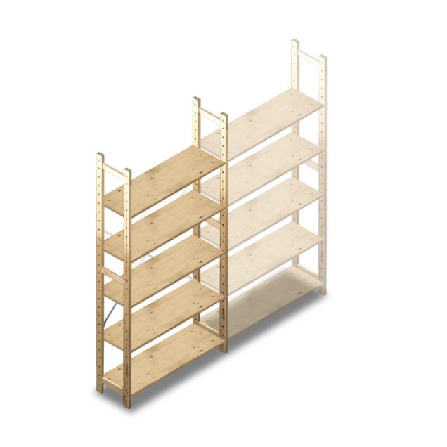 Holz-Fachbodenregal BT Combi 2080x970x280 mm (HxBxT) 5 Ebenen Grundregal