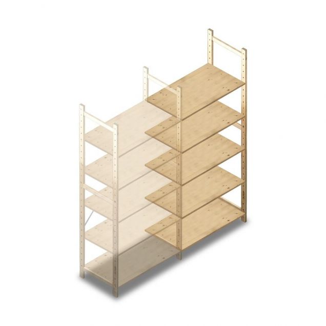 Holzfachbodenregal BT Combi 2080x970x500 mm (hxbxt) 5 Ebenen Anbauregal