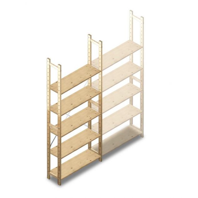 Holz-Fachbodenregal BT Combi 2380x970x280 mm (hxbxt) 5 Ebenen Anfangsregal