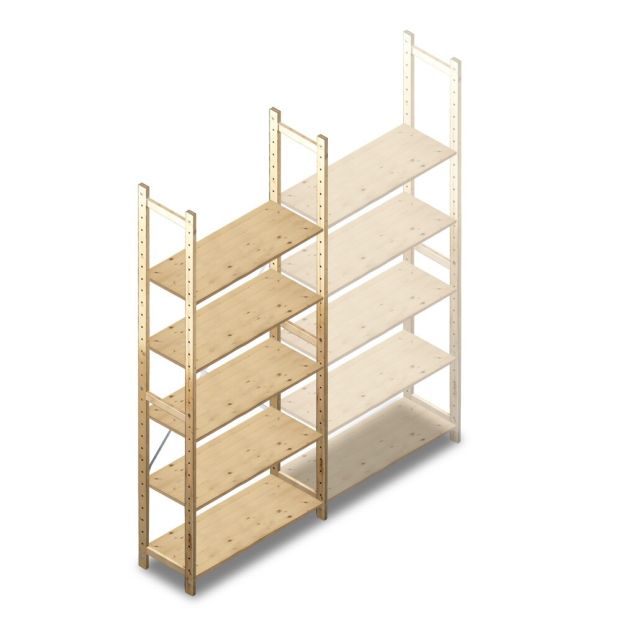 Fachbodenregal BT Combi aus Holz 2380x970x370 mm (HxBxT) 5 Ebenen Grundregal