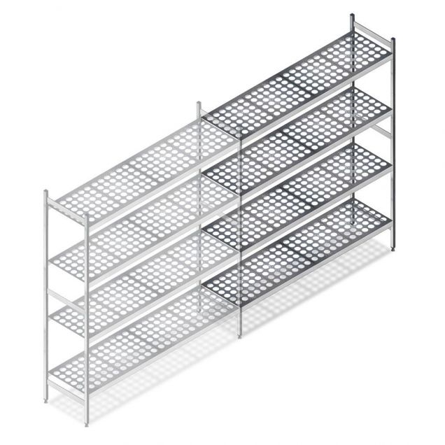 Hygienisches Regal 5711 1800x1070x460 mm (hxbxt) 4 Ebenen Anbauregal