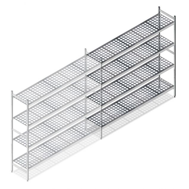 Hygienisches Regal 5711 1800x1310x460 mm (hxbxt) 4 Ebenen Anbauregal