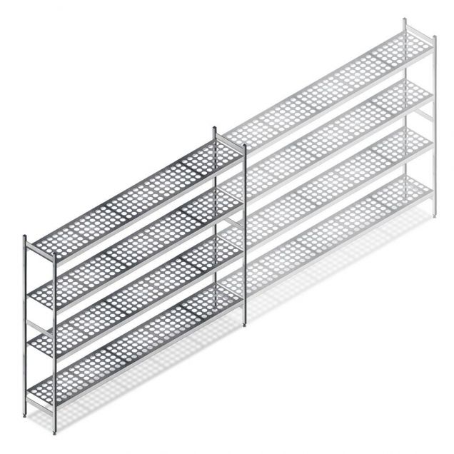 Hygienisches Regal 5711 1800x1490x360 mm (hxbxt) 4 Ebenen Anfangsregal