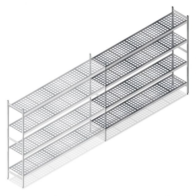 Hygienisches Regal 5711 1800x1490x460 mm (hxbxt) 4 Ebenen Anbauregal