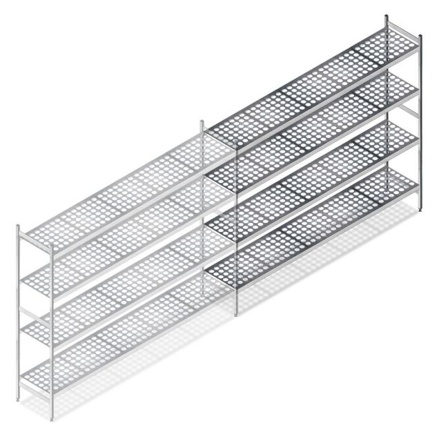Hygienisches Regal 5711 1800x1490x460 mm (HxBxT) 4 Ebenen Anbauregal