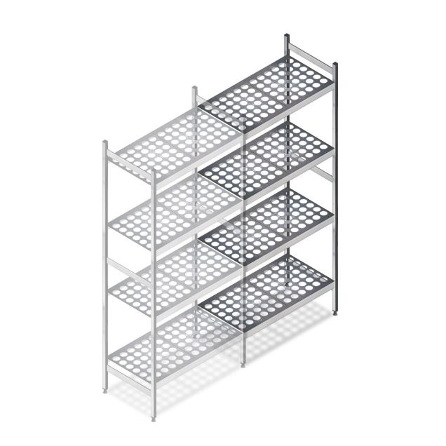 Hygienisches Regal 5711 1800x650x460 mm (HxBxT) 4 Ebenen Anbauregal