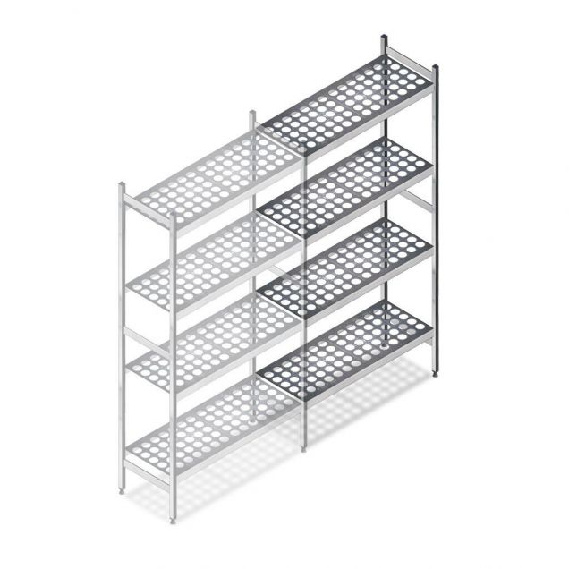 Hygienisches Regal 5711 1800x770x360 mm (hxbxt) 4 Ebenen Anbauregal