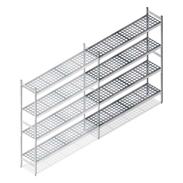 Hygienisches Regal 6611 1800x1080x360 mm (HxBxT) 4 Ebenen Anbauregal