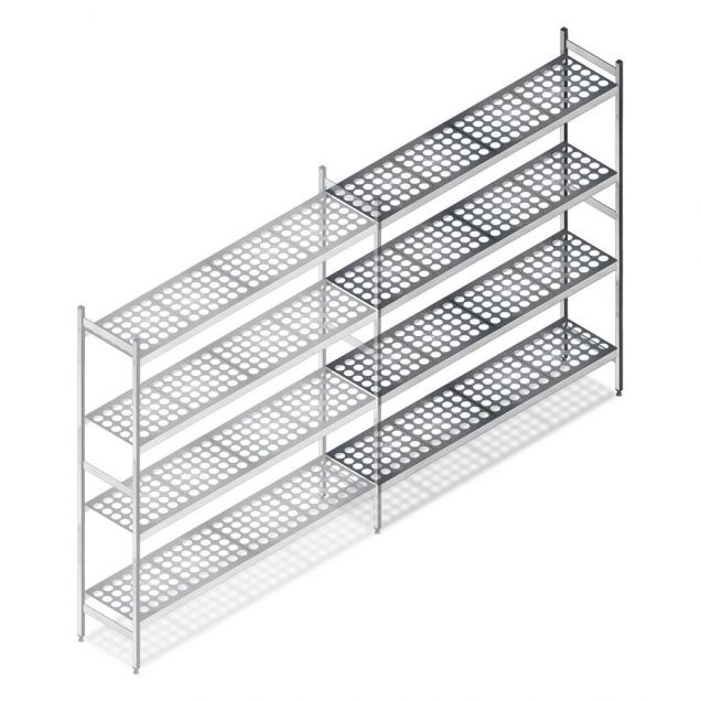 Hygienisches Regal 6611 1800x1200x360 mm (hxbxt) 4 Ebenen Anbauregal