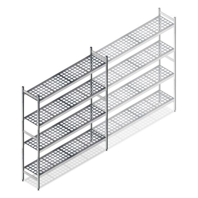 Hygienisches Regal 6611 1800x1200x360 mm (HxBxT) 4 Ebenen Grundregal