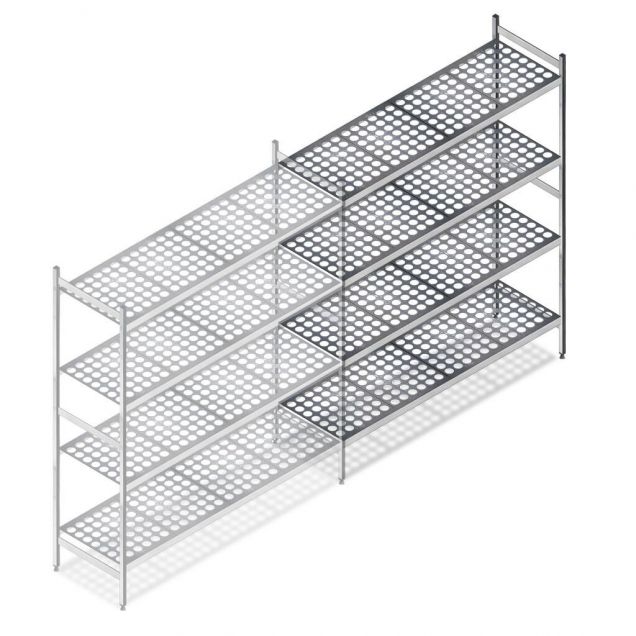 Hygienisches Regal 6611 1800x1200x560 mm (hxbxt) 4 Ebenen Anbauregal