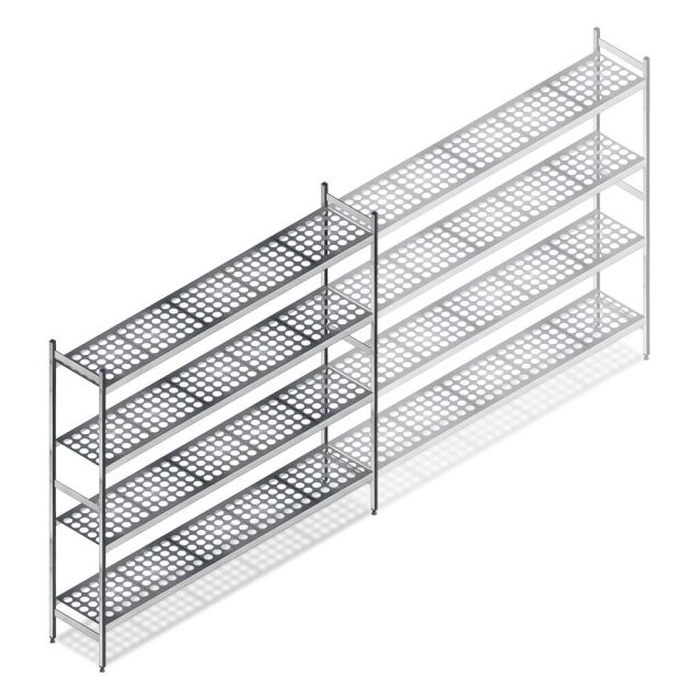 Hygienisches Regal 6611 1800x1320x360 mm (HxBxT) 4 Ebenen Grundregal