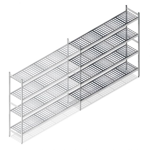 Hygienisches Regal 6611 1800x1320x460 mm (hxbxt) 4 Ebenen Anbauregal