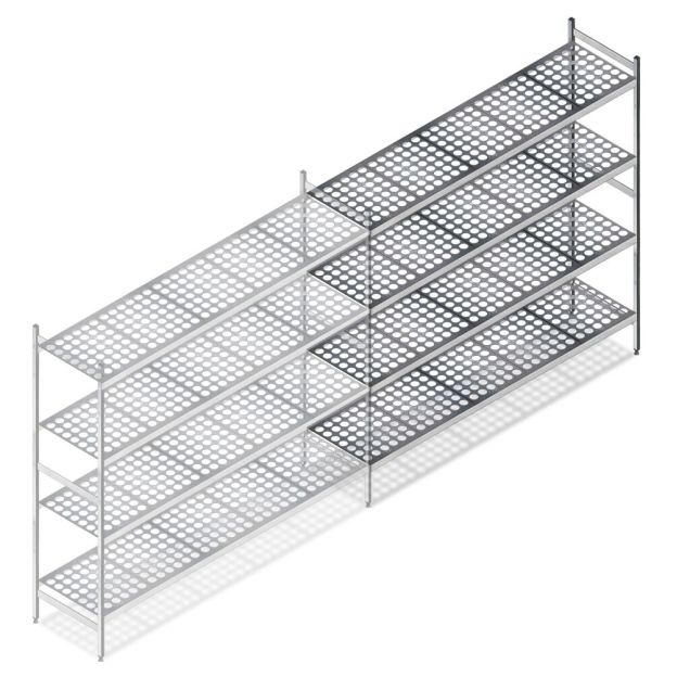 Hygienisches Regal 6611 1800x1320x560 mm (HxBxT) 4 Ebenen Anbauregal